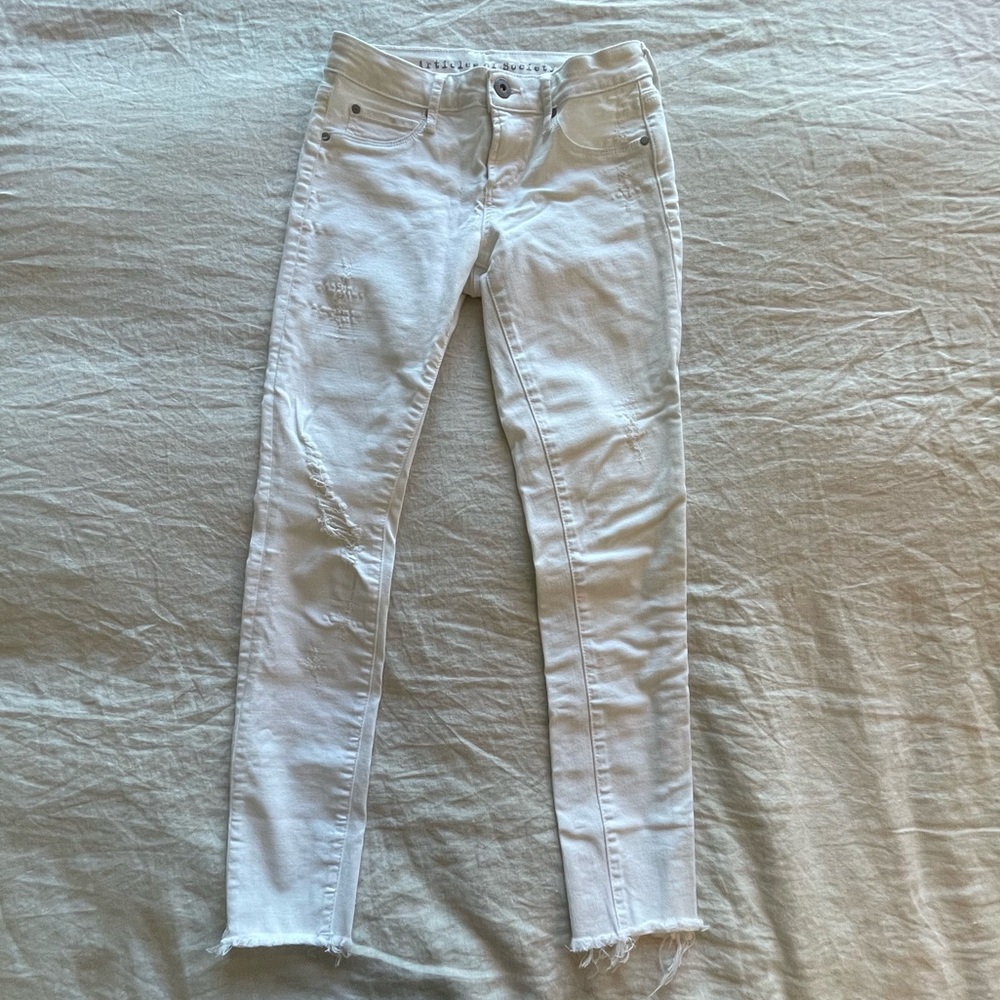 Articles of Society distress white jeans. Size 24.